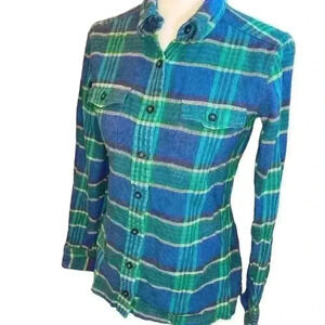 2/$30 Patagonia Women’s Organic 100%Cotton Blue And Green Plaid Button Up Shirt
